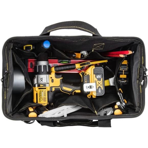 Works 16 Inch Wide Mouth Tool bag with 16 pockets Dual Zippered | Black - Picture 5 of 7